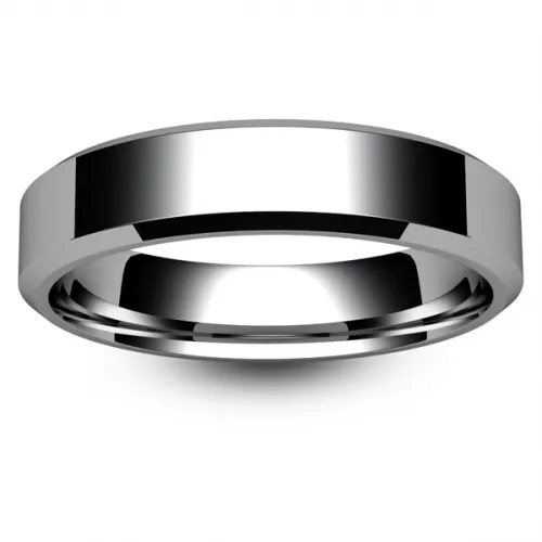 Flat Court Chamfered Edge -  5mm Palladium Wedding Ring 